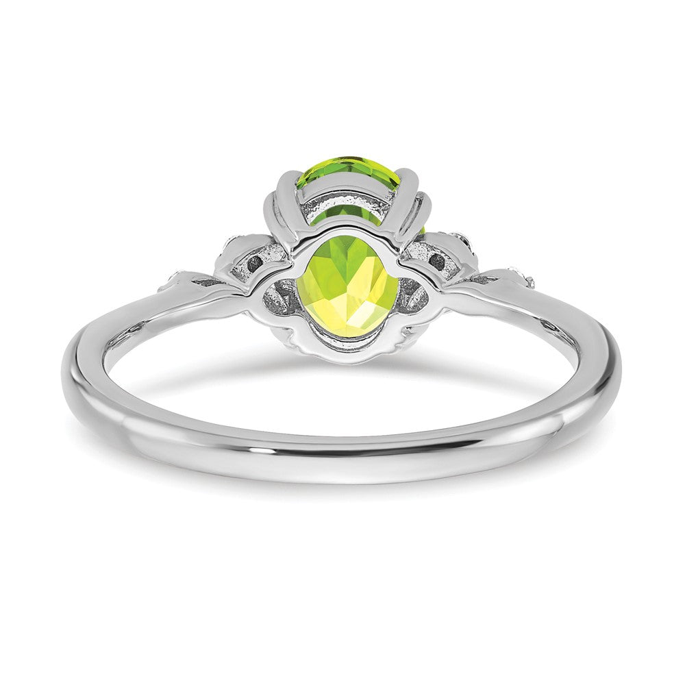 Sterling Silver Rhodium-plated Peridot and Diamond Ring