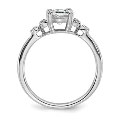 Sterling Silver Rhodium-plated White Topaz and Diamond Ring - 6