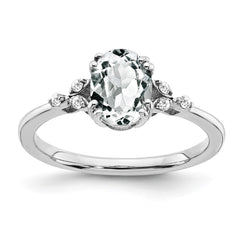 Sterling Silver Rhodium-plated White Topaz and Diamond Ring - 18