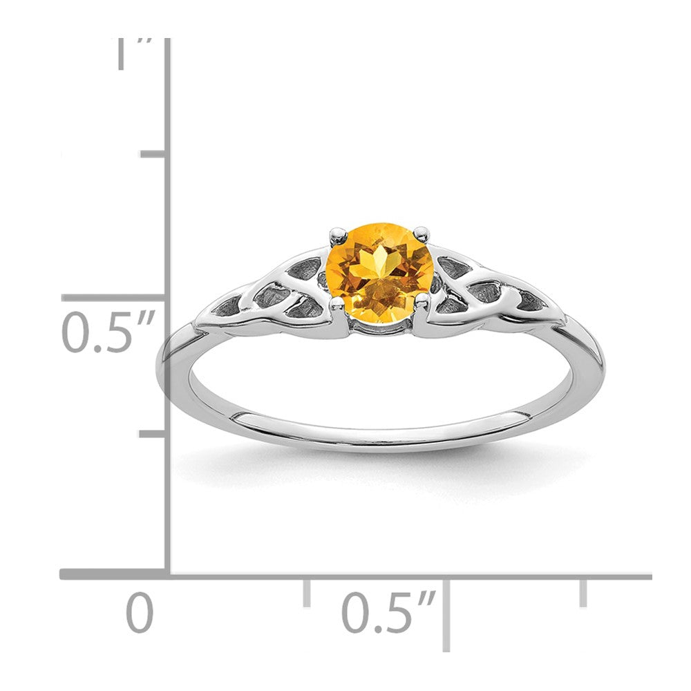 14K White Gold Citrine Celtic Knot Ring