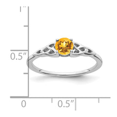 14K White Gold Citrine Celtic Knot Ring