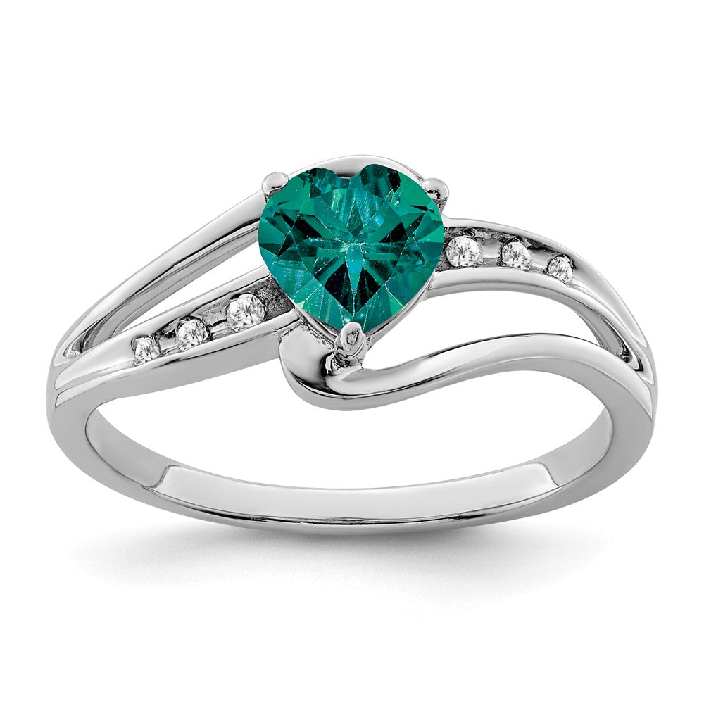 Sterling Silver Rhodium-plated Created Alexandrite and Diamond Ring - 15