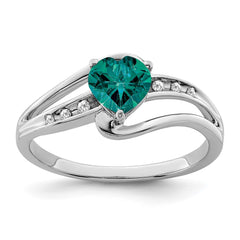 Sterling Silver Rhodium-plated Created Alexandrite and Diamond Ring - 15