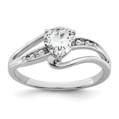 Sterling Silver Rhodium-plated White Topaz and Diamond Ring - 22