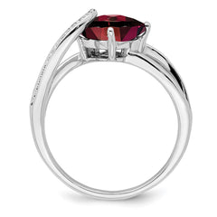 Sterling Silver Rhodium-plated Amethyst and Diamond Ring - 19