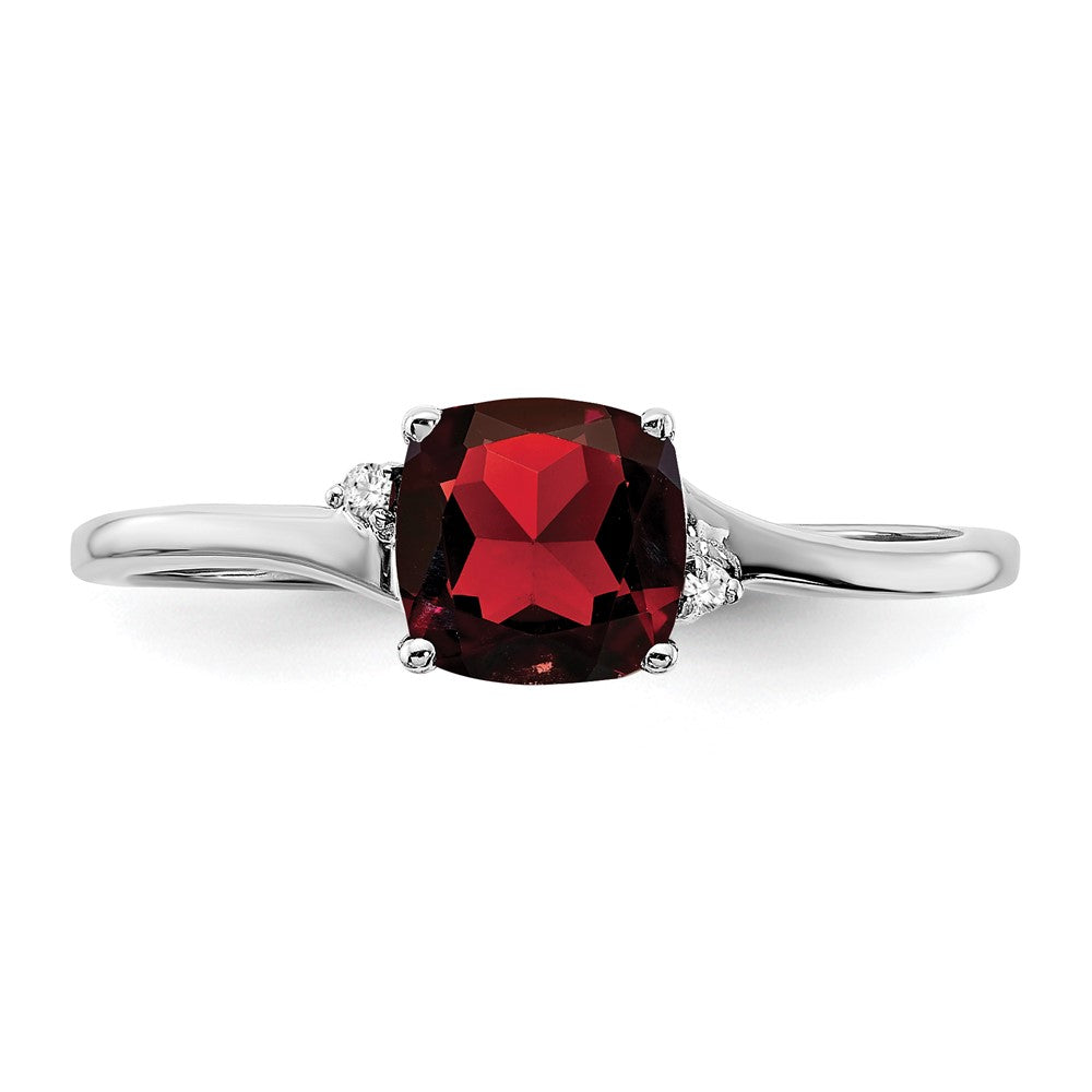 Sterling Silver Rhodium-plated Amethyst and Diamond Ring - 23