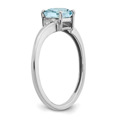 Sterling Silver Rhodium-plated Aquamarine and Diamond Ring