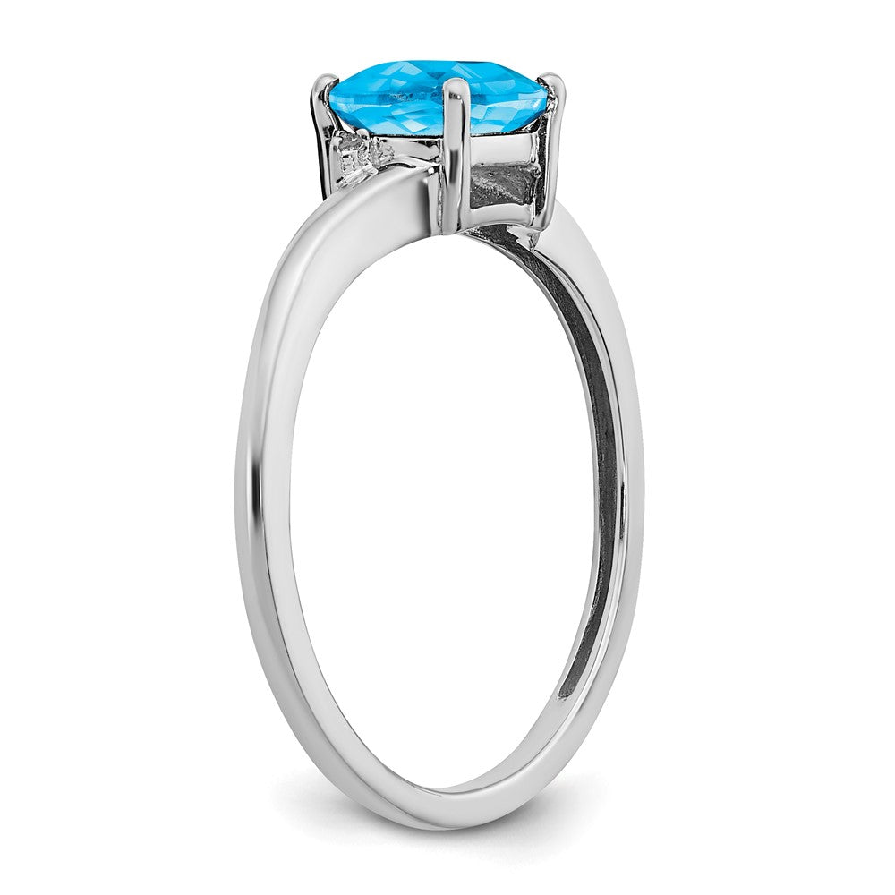 Sterling Silver Rhodium-plated Blue Topaz and Diamond Ring - 22