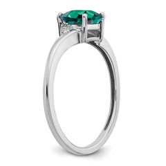 Sterling Silver Rhodium-plated Created Alexandrite and Diamond Ring - 20