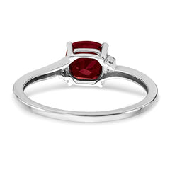 Sterling Silver Rhodium-plated Created Ruby and Diamond Ring - 4