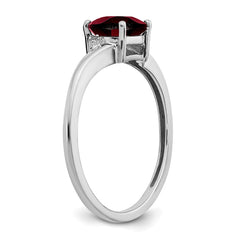 Sterling Silver Rhodium-plated Garnet and Diamond Ring - 13