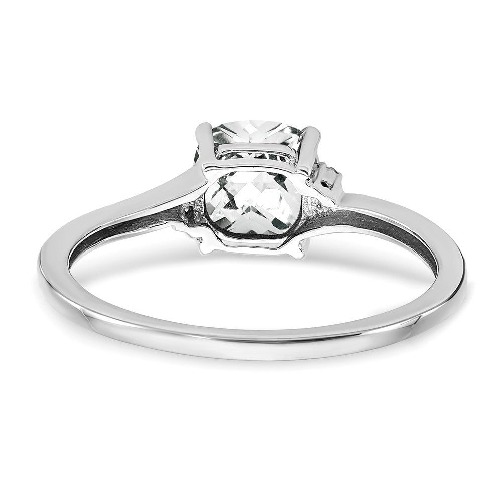 Sterling Silver Rhodium-plated White Topaz and Diamond Ring - 23