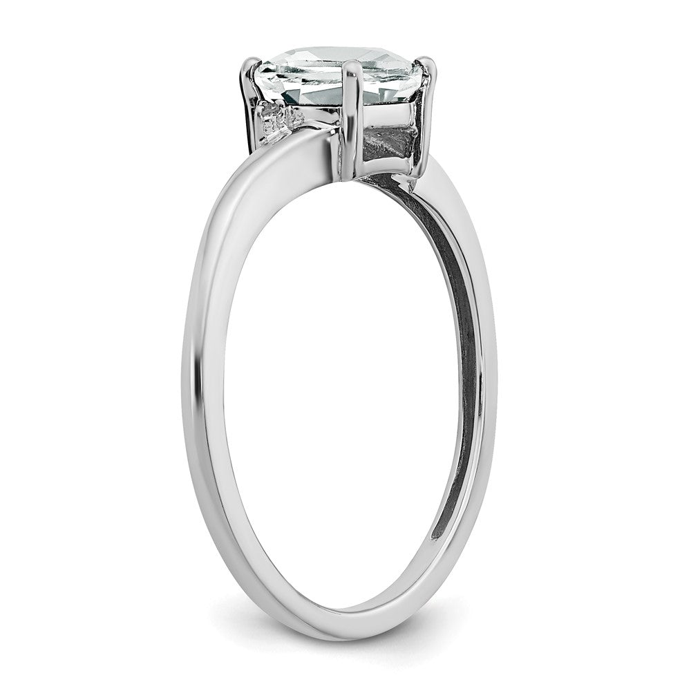 Sterling Silver Rhodium-plated White Topaz and Diamond Ring - 23