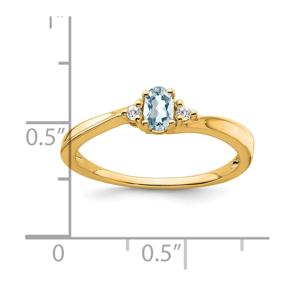 14K Aquamarine and Diamond Ring