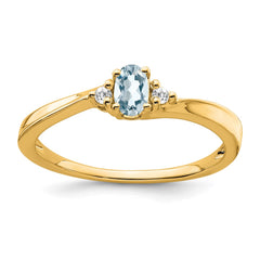 14K Aquamarine and Diamond Ring