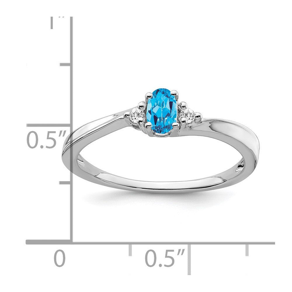 14k White Gold Blue Topaz and Diamond Ring