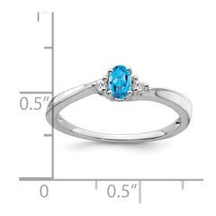 14k White Gold Blue Topaz and Diamond Ring