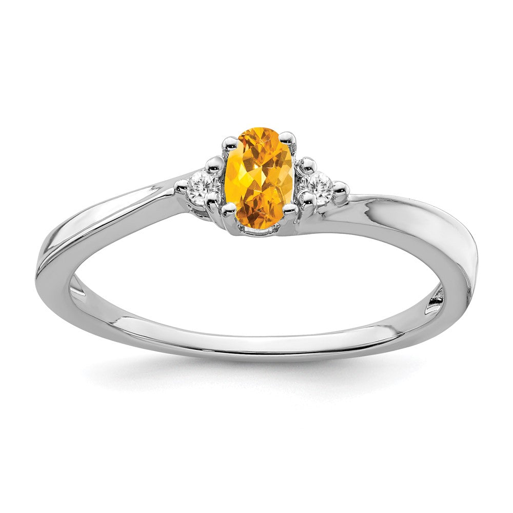 14k White Gold Citrine and Diamond Ring - 2