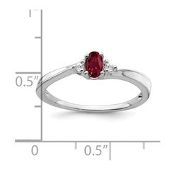 14k White Gold Created Ruby and Diamond Ring