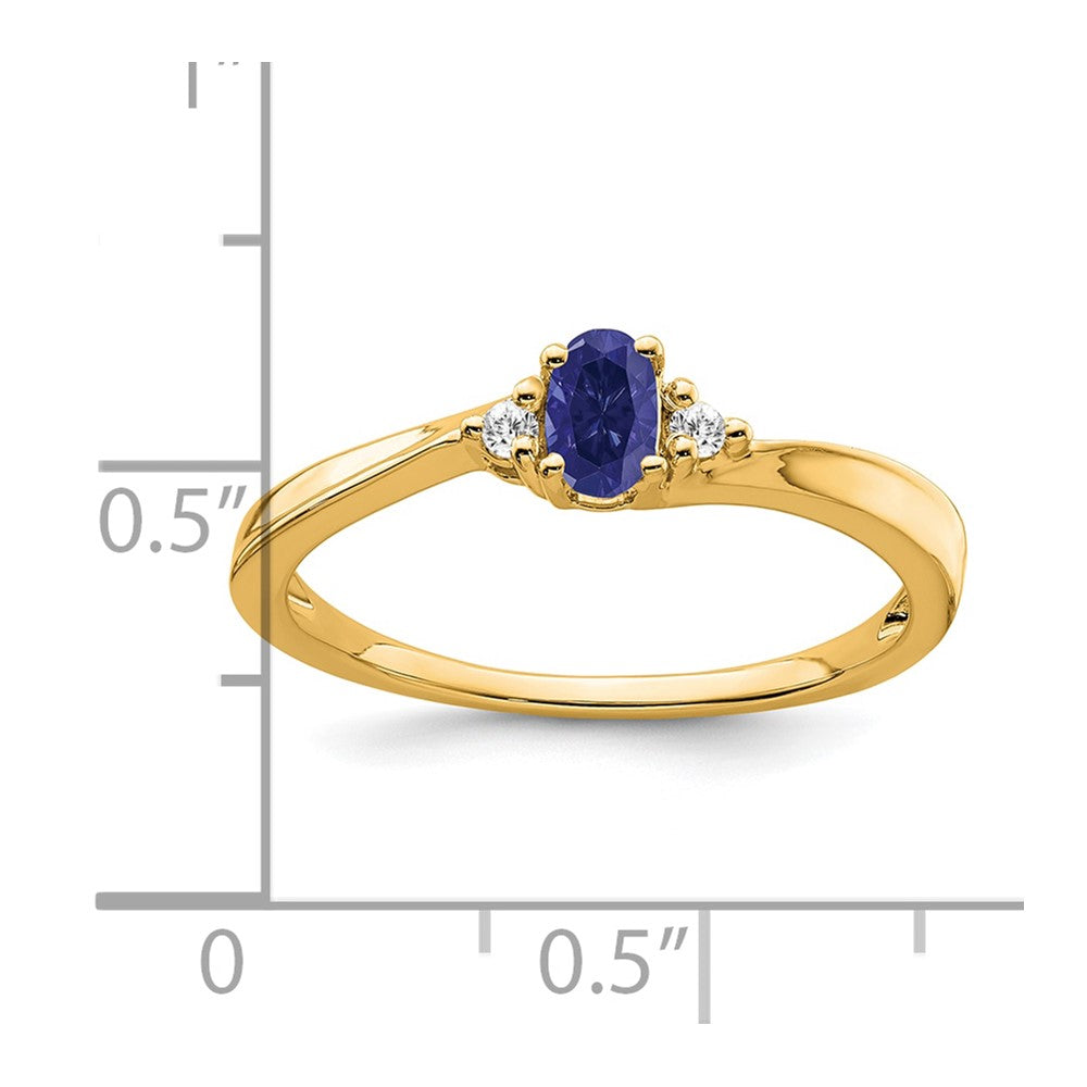 14K Created Sapphire and Diamond Ring