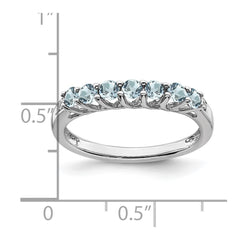 14k White Gold Aquamarine and Diamond 7-stone Ring