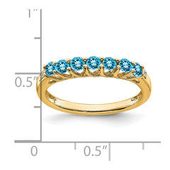 14k Blue Topaz and Diamond 7-stone Ring