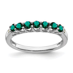Sterling Silver Rhodium-plated Created Alexandrite and Diamond Ring - 21