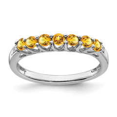 Sterling Silver Rhodium-plated Citrine and Diamond Ring - 10