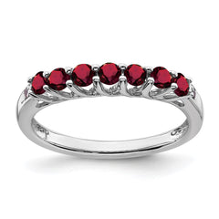 Sterling Silver Rhodium-plated Created Ruby and Diamond Ring - 24
