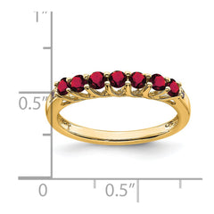 14k Created Ruby and Diamond 7-stone Ring