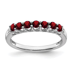 Sterling Silver Rhodium-plated Garnet and Diamond Ring - 16