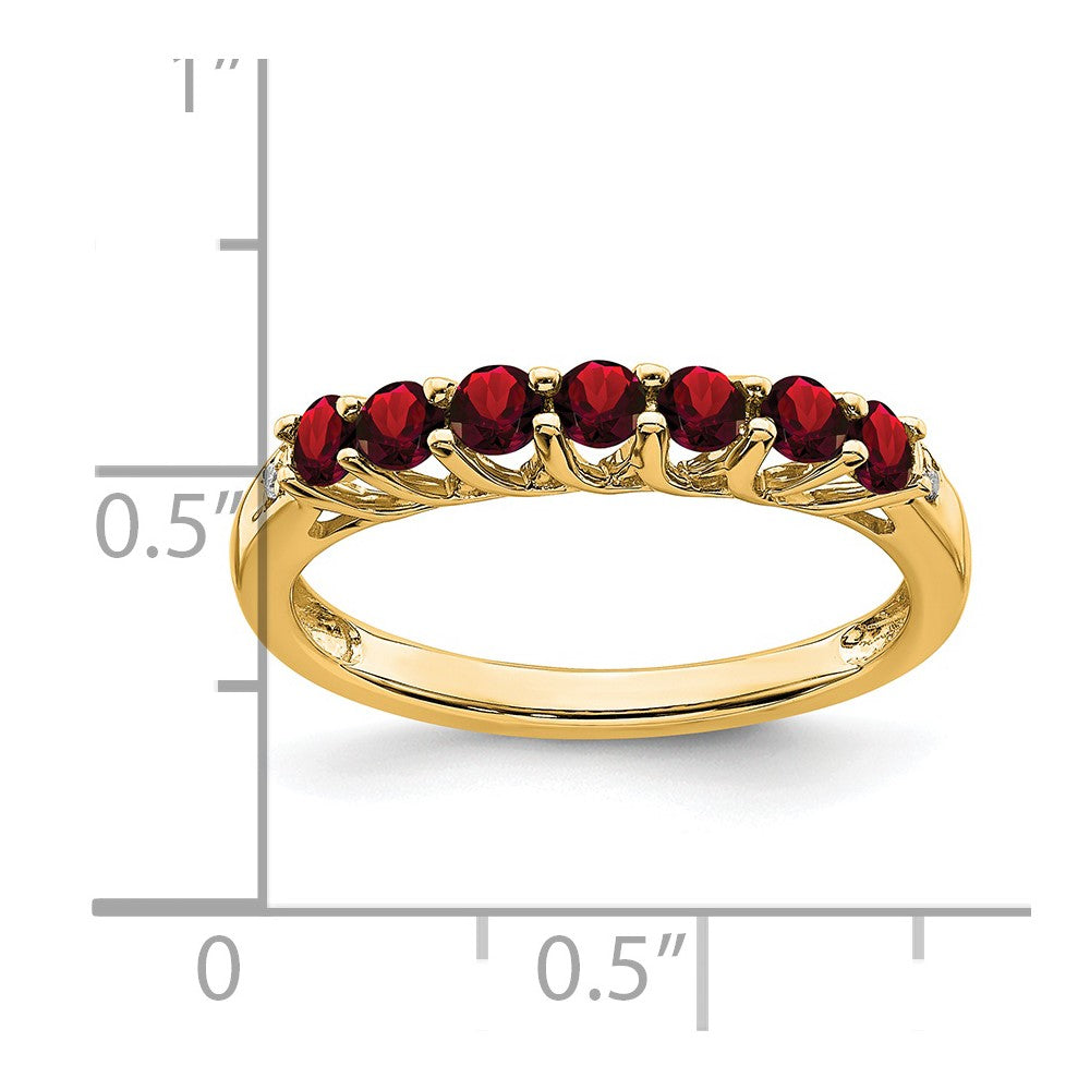 14k Garnet and Diamond 7-stone Ring