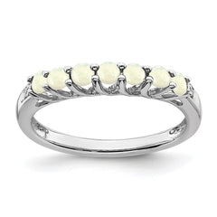 Sterling Silver Rhodium-plated Created Opal and Diamond Ring - 3