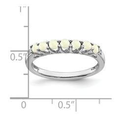 14k White Gold Created Opal and Diamond 7-stone Ring
