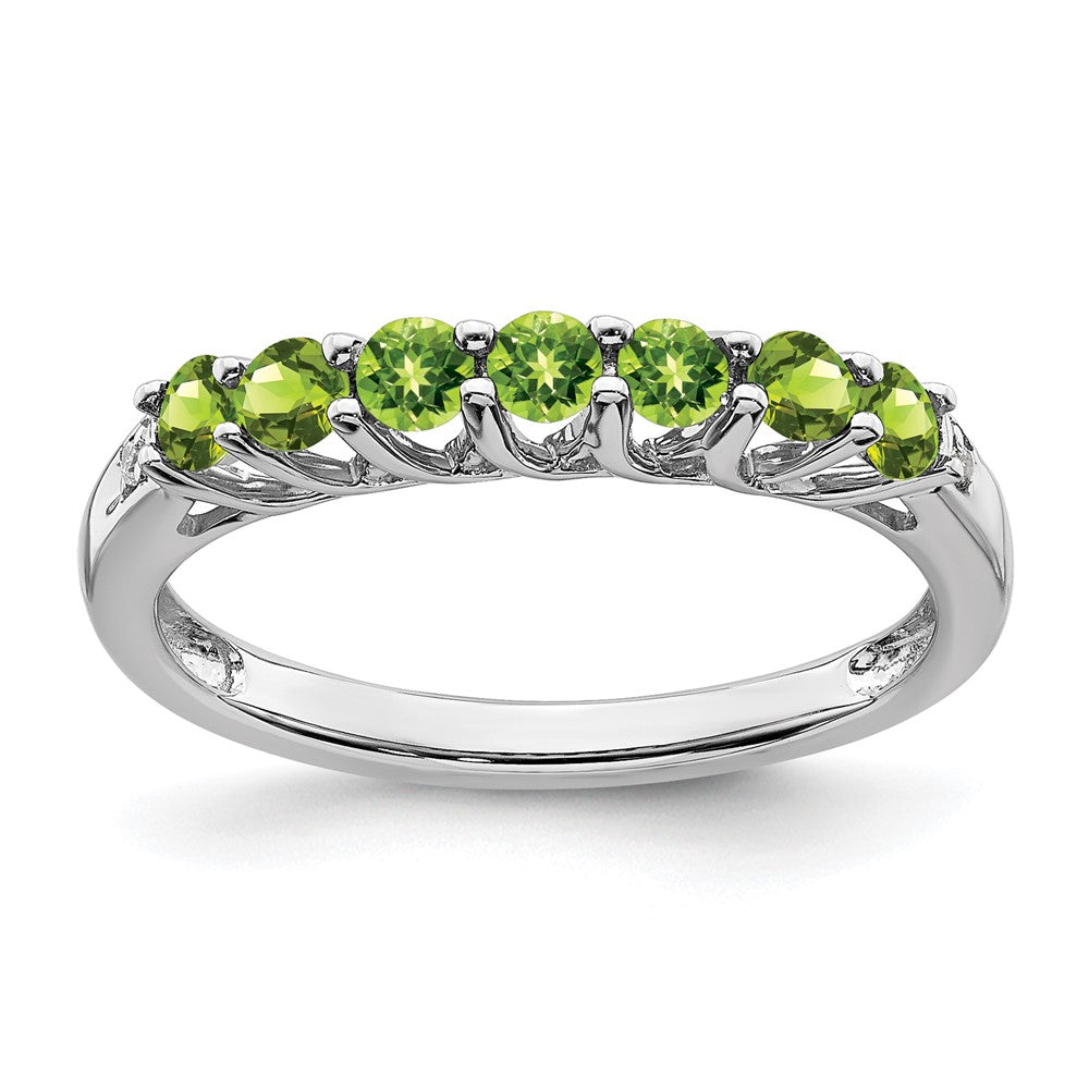 Sterling Silver Rhodium-plated Peridot and Diamond Ring - 2