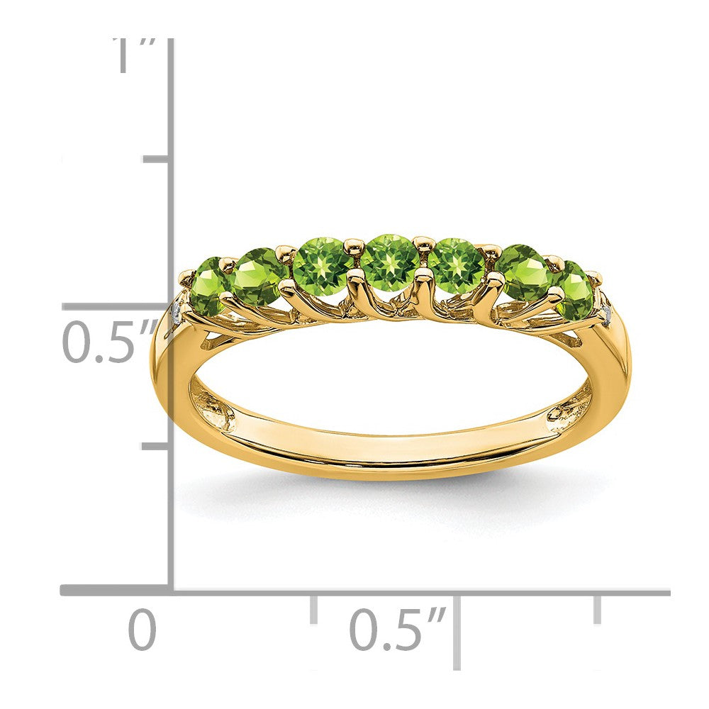 14k Peridot and Diamond 7-stone Ring