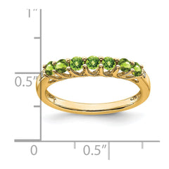 14k Peridot and Diamond 7-stone Ring