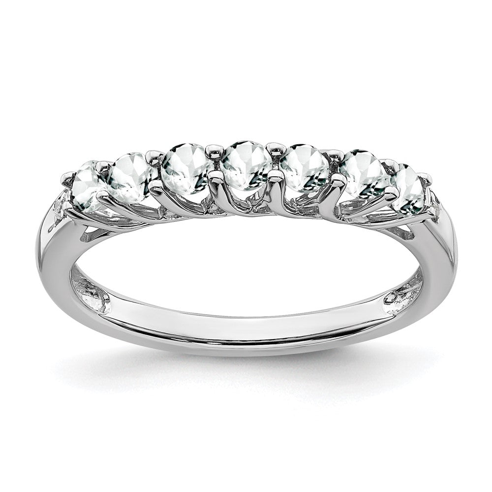 Sterling Silver Rhodium-plated White Topaz and Diamond Ring - 2
