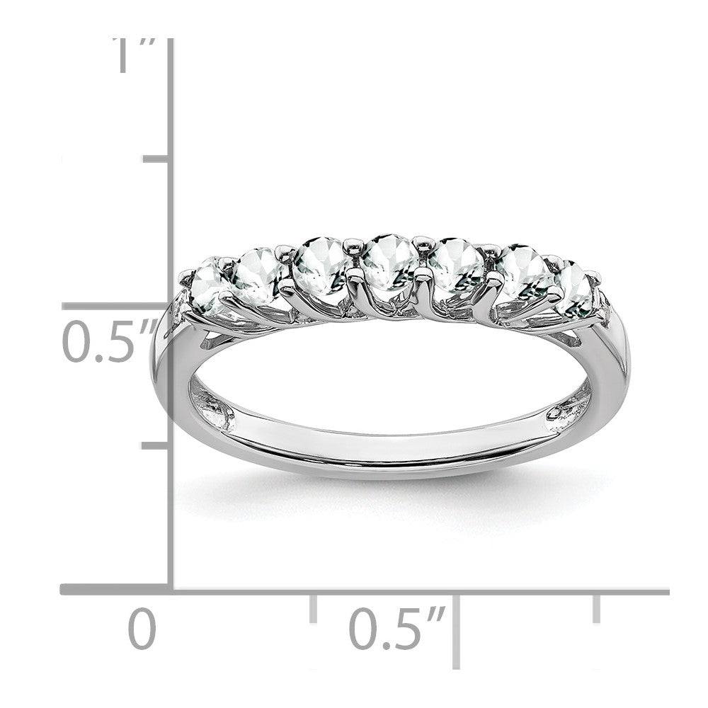 14k White Gold White Topaz and Diamond 7-stone Ring