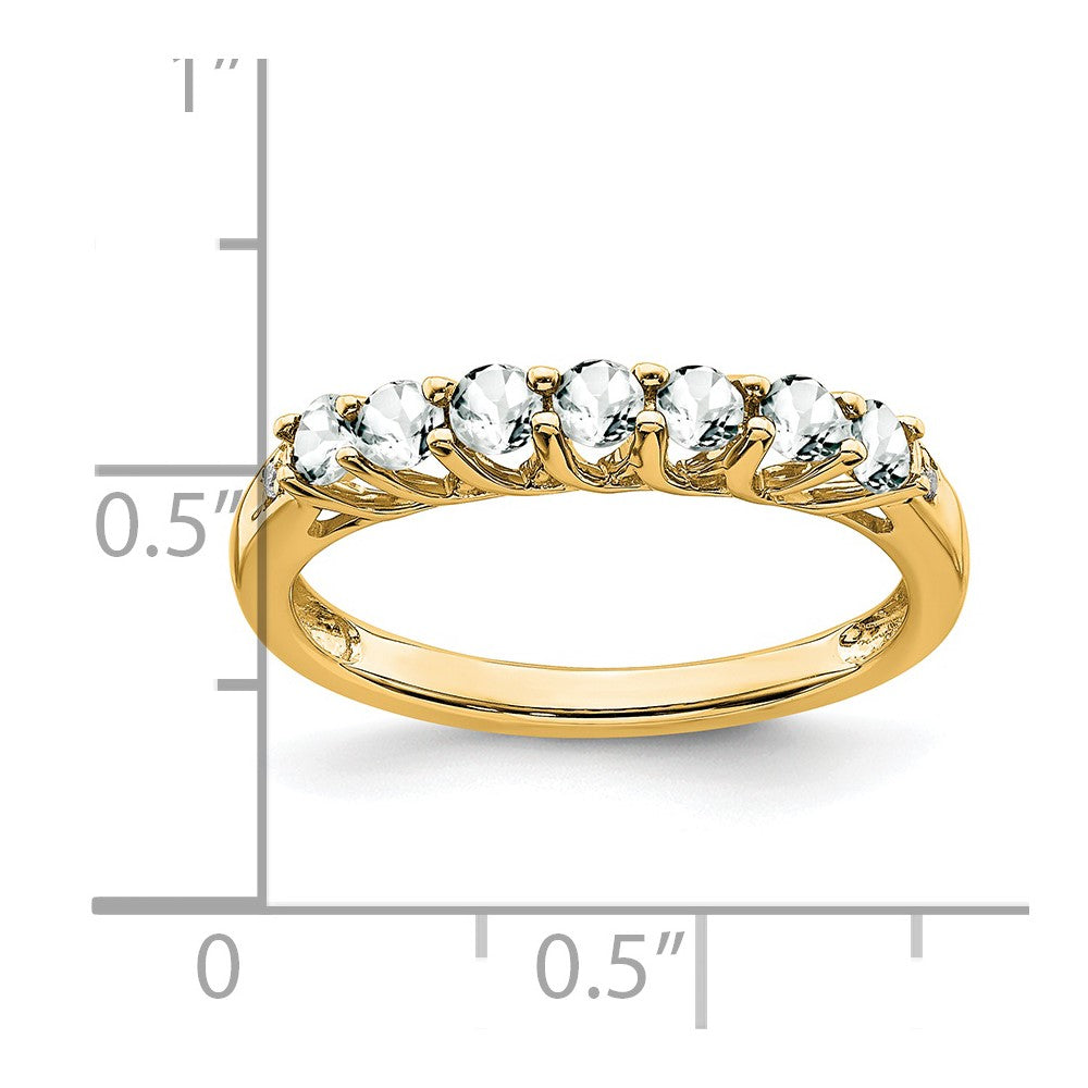 14k White Topaz and Diamond 7-stone Ring