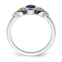 Sterling Silver Rhodium-plated Amethyst Ring - 4
