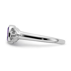 Sterling Silver Rhodium-plated Amethyst Ring - 5