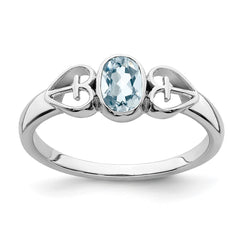 Sterling Silver Rhodium-plated Aquamarine Ring - 10