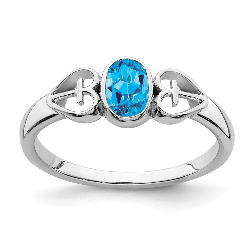 Sterling Silver Rhodium-plated Blue Topaz Ring - 3