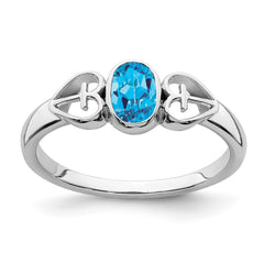 Sterling Silver Rhodium-plated Blue Topaz Ring - 3