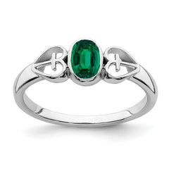 Sterling Silver Rhodium-plated Created Emerald Ring - 21