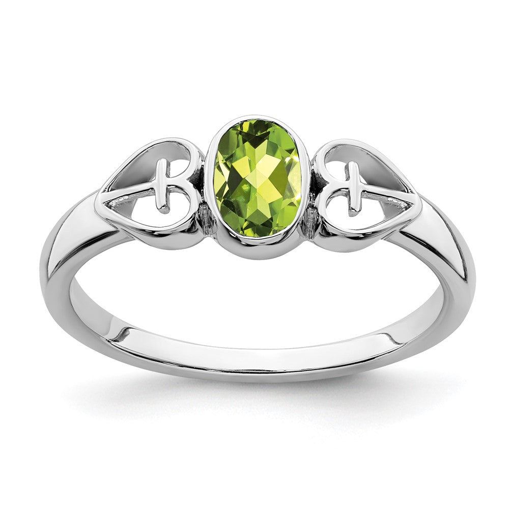 Sterling Silver Rhodium-plated Peridot Ring - 12