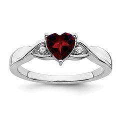 Sterling Silver Rhodium-plated Garnet and Diamond Ring - 2