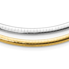 14k Two-tone 4mm Reversible White and Yellow 16 inch Domed Omega Necklace