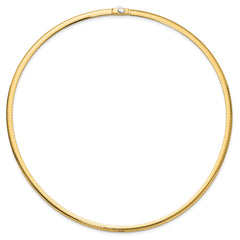 14k Two-tone 4mm Reversible White and Yellow 18 inch Domed Omega Necklace